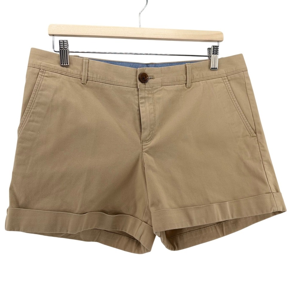 Banana Republic City Chino Khaki Tan Minimalist Cuffed Shorts Womens Size 10 - Picture 2 of 9